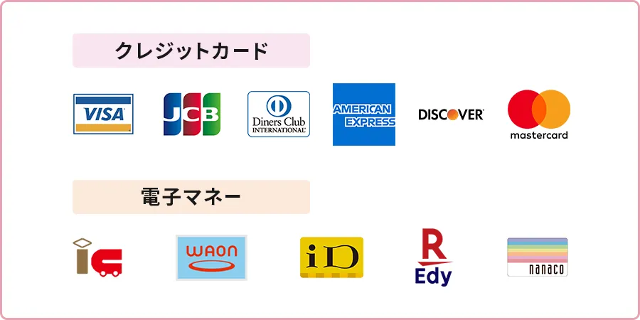 クレジットカード・電子マネー一覧